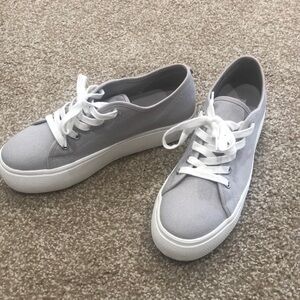 Steve Madden Elore Platform Sneakers—Gray/White/—Size 9.5